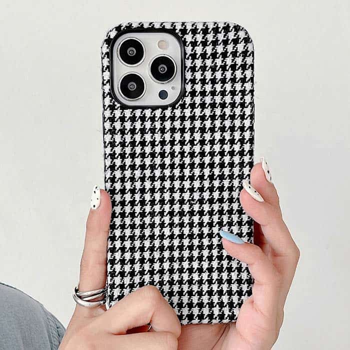 iPhone 14 Fabric Case - Black Grid