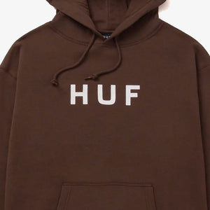 HUF | ESSENTIALS OG LOGO HOODIE  { CHOCOLATE
