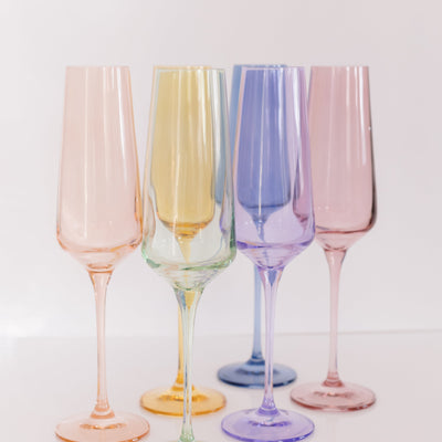 Estelle Colored Champagne Flute - Set of 6 {Pastel Mixed Set}