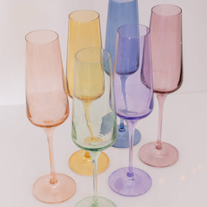 Estelle Colored Champagne Flute - Set of 6 {Pastel Mixed Set}