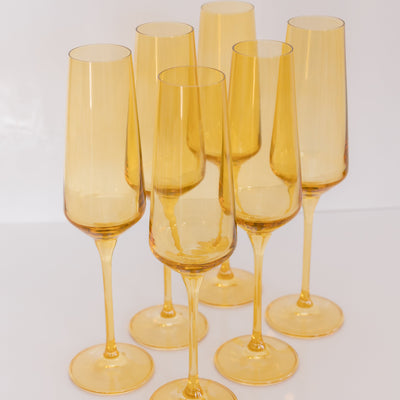 Estelle Colored Champagne Flute - Set of 6 {Yellow}