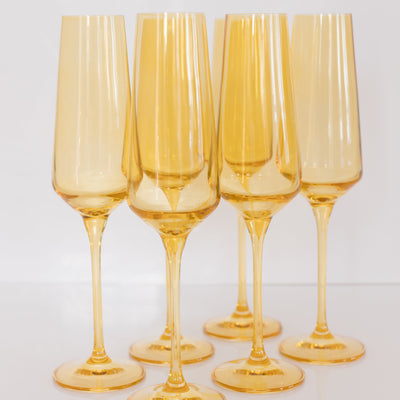 Estelle Colored Champagne Flute - Set of 6 {Yellow}