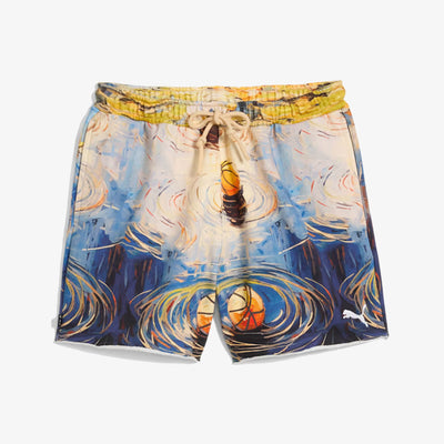 PUMA | X DYLAN EXHIBIT PRINTED TERRY SHORT { VIVID BLUE
