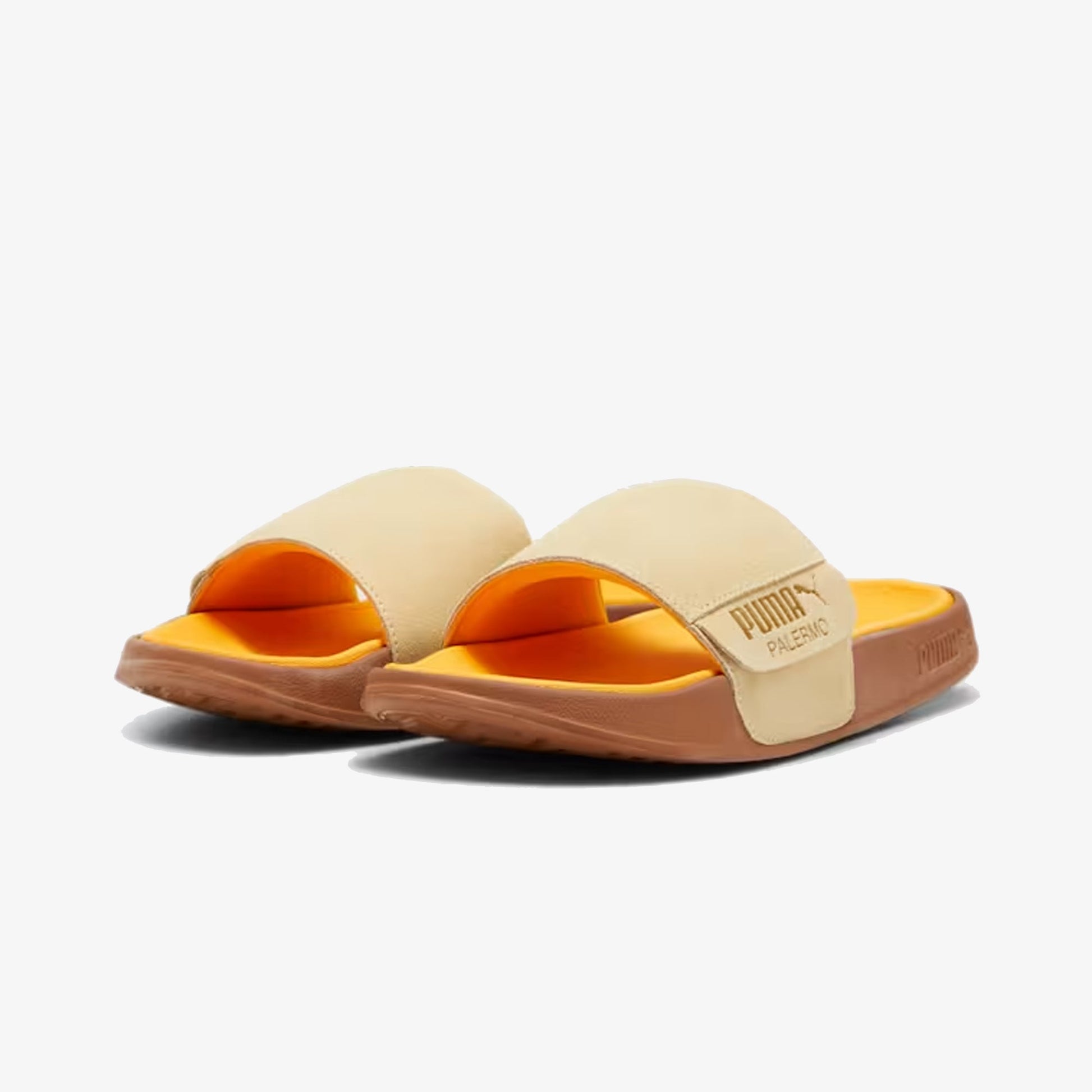 Puma | LEADCAT 2.0 PALERMO FOIL SLIDES { CREAMY VANILLA-PUMA GOLD-TANGERINE-GUM