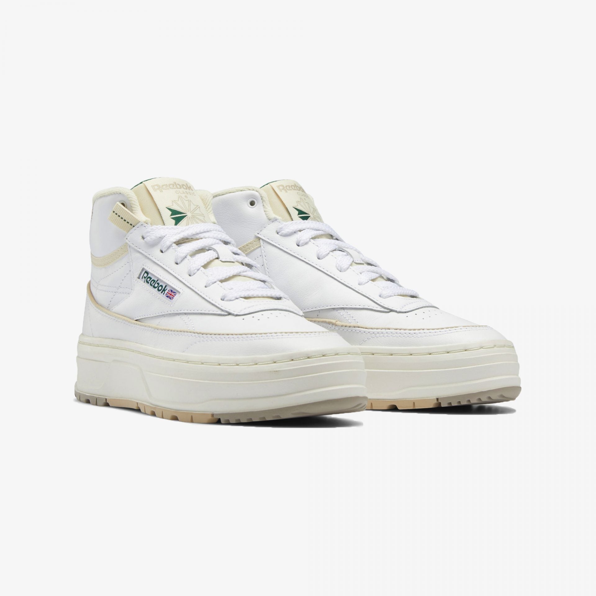 Reebok | CLUB C GEO MID  { WHITE / DARK GREEN