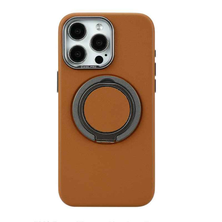 Leather Magnetic Ring Case For iPhone 15 Pro