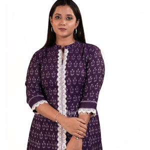 Violet Sambalpuri Odisha Ikat Designer Cotton Kurti for Women