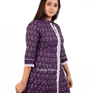 Violet Sambalpuri Odisha Ikat Designer Cotton Kurti for Women