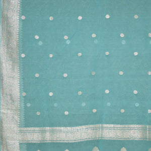 Light Blue Pure Khaddi Chiffon Banarasi Saree
