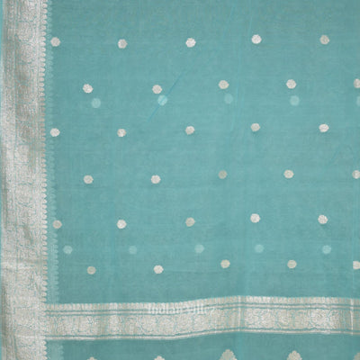 Light Blue Pure Khaddi Chiffon Banarasi Saree