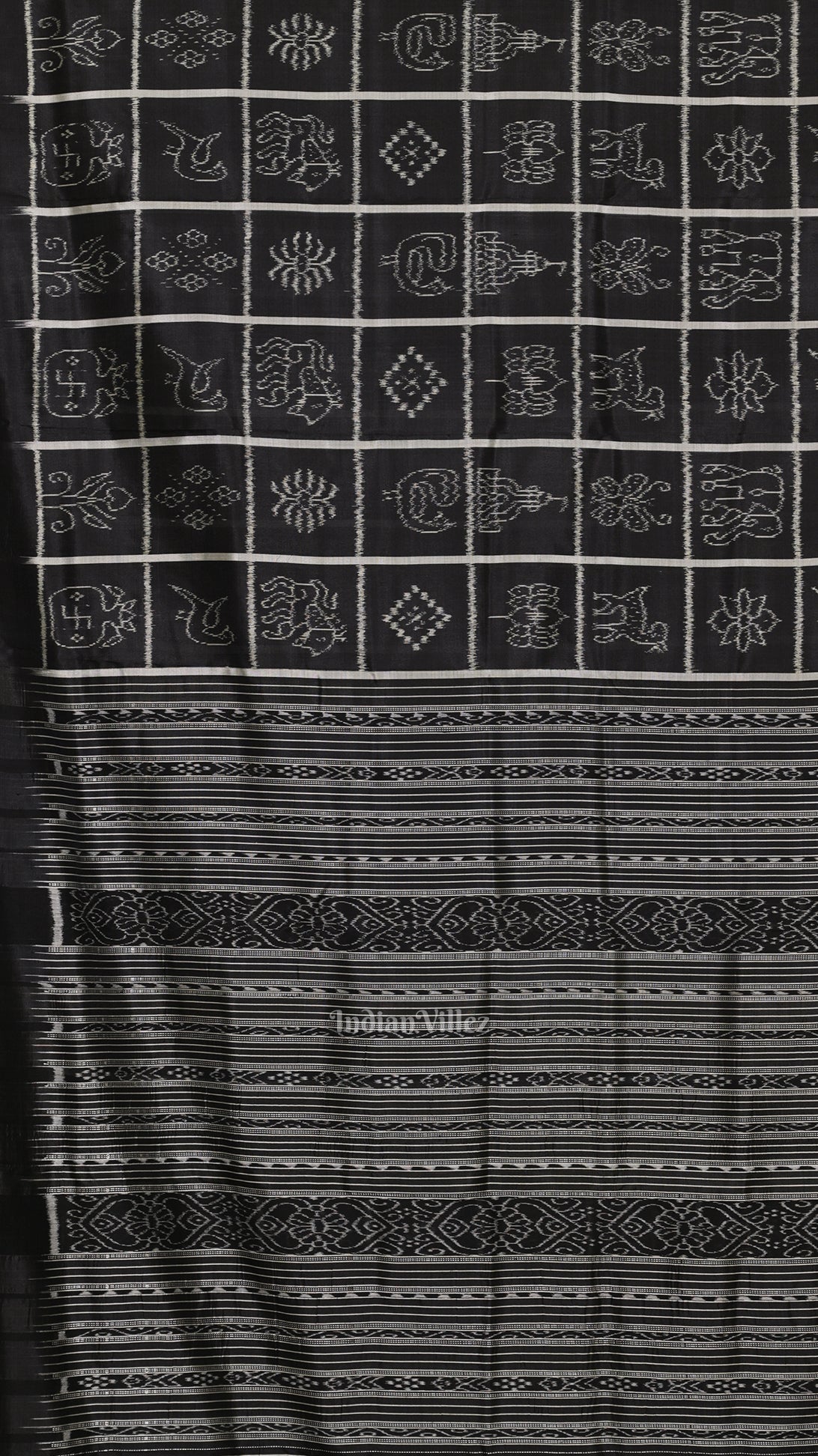 Black Nabakothi Odisha Ikat Contemporary Designer Saree