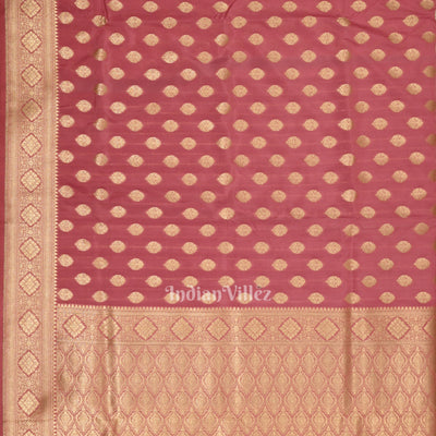 Onion Pink Soft Pure Mashru Satin Silk Banarasi Saree