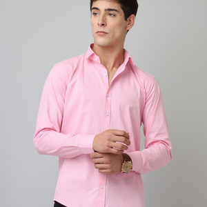 Frankshirt Light Pink Solid Tailored Fit Cotton Casual Shirt for Man