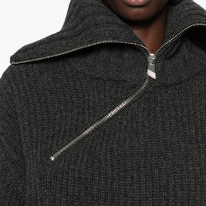 The Attico Asymmetric Zip Ribbed Sweater
