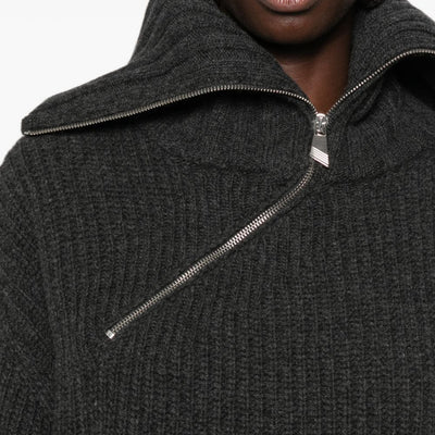The Attico Asymmetric Zip Ribbed Sweater