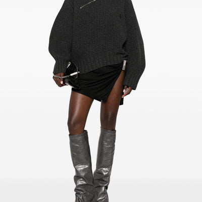 The Attico Asymmetric Zip Ribbed Sweater