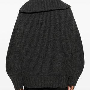 The Attico Asymmetric Zip Ribbed Sweater