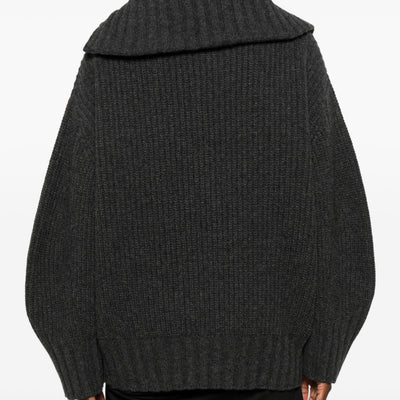 The Attico Asymmetric Zip Ribbed Sweater