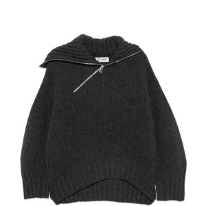 The Attico Asymmetric Zip Ribbed Sweater