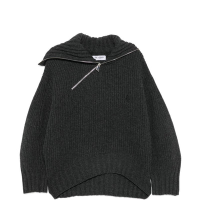 The Attico Asymmetric Zip Ribbed Sweater