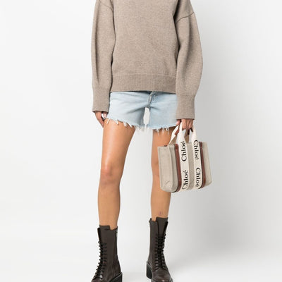 Chloé ChloÃ© Woody Small Linen Tote Bag