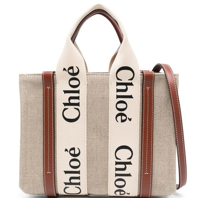 Chloé ChloÃ© Woody Small Linen Tote Bag