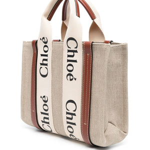 Chloé ChloÃ© Woody Small Linen Tote Bag