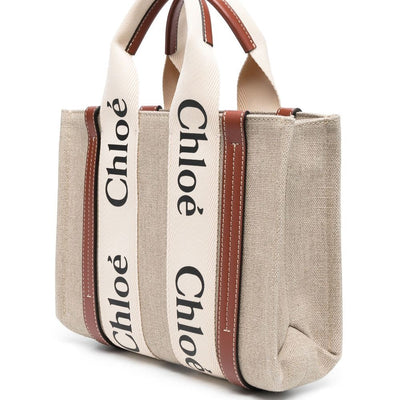 Chloé ChloÃ© Woody Small Linen Tote Bag