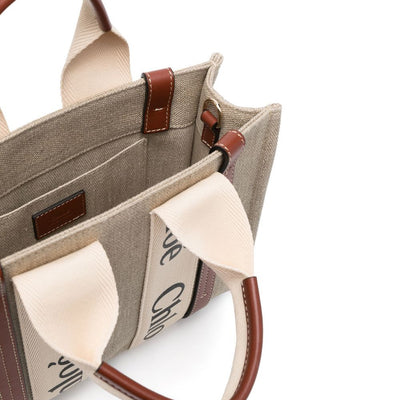 Chloé ChloÃ© Woody Small Linen Tote Bag