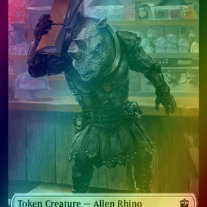 Alien Rhino Token (03) // Clue Token (21) [Universes Beyond: Doctor Who: Tokens] [Foil]
