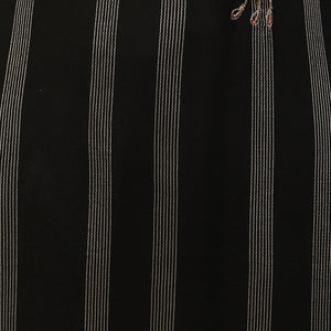 Woven Stripes & Ethnic Hand Embroidered Straight Fit Kurta - Black