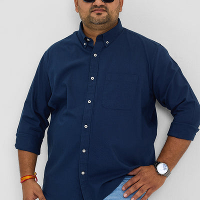 Dark Blue Button Down Regular Fit Shirt