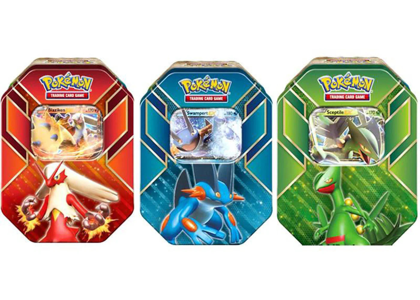 2015 Pokemon TCG Hoenn Power Tin Sceptile EX/Blaziken Ex/Swampert EX Lot