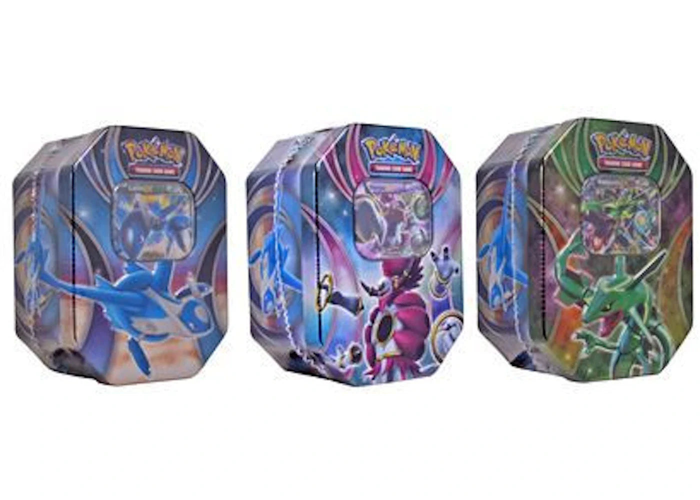 2015 Pokemon TCG Powers Beyond Tin Rayquaza EX/Latios EX/Hoopa EX Lot