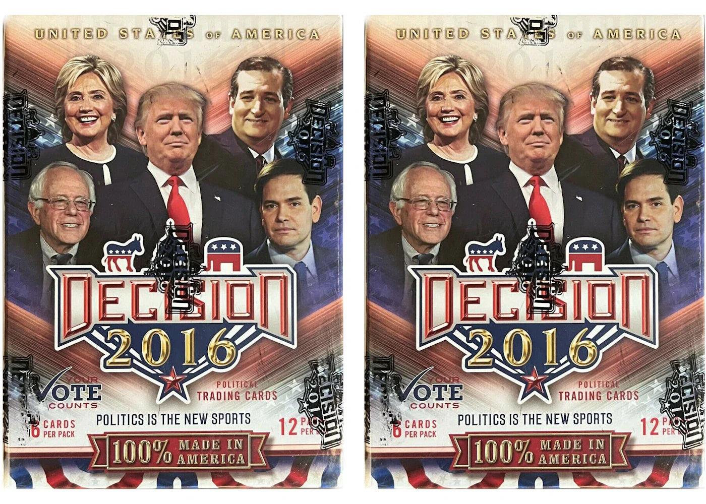 2016 Decision Political Trading Cards Blaster Box 2x Lot