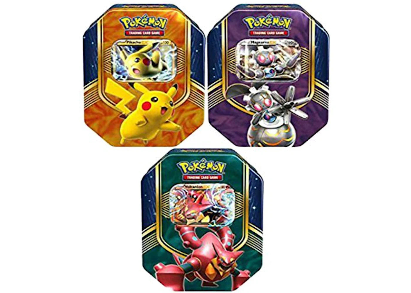 2016 Pokemon TCG Battle Heart Tin Volcanion EX/Magearna EX/Pikachu EX Lot