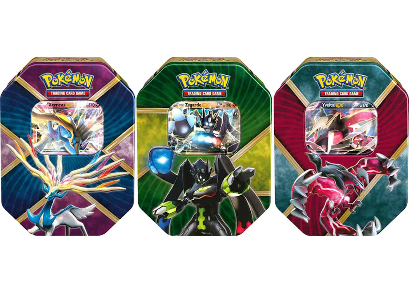 2016 Pokemon TCG Shiny Kalos Tin Shiny Xerneas EX/Shiny Yvetal EX/Zygarde EX Lot