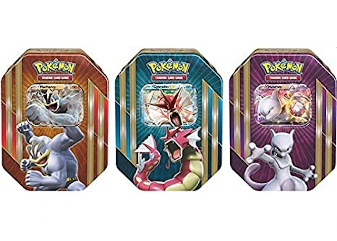2016 Pokemon TCG Triple Power Tin Mewtwo EX/Machamp EX/Shiny Gyarados EX Lot