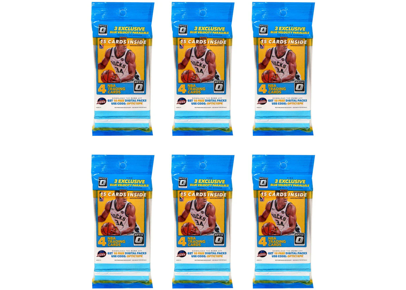 2017-18 Panini Donruss Optic Basketball Cello Pack 6x Lot