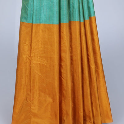 Borderless multi-color arani gift saree with checks & stripes, self-pallu of stripes