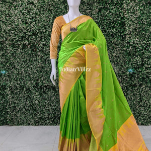 Green Banarasi Katan Silk Saree Inspired by Big Ben, London & United States Capitol, Washington DC