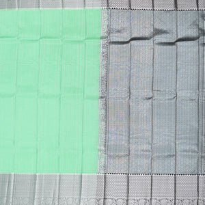 Green vasundhara silk mix saree with zari designs, contrast jaal pallu & traditional design zari border