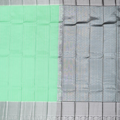 Green vasundhara silk mix saree with zari designs, contrast jaal pallu & traditional design zari border