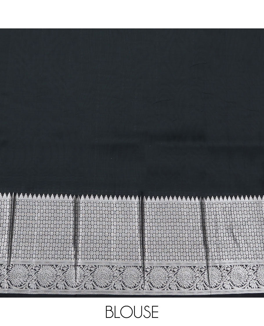 Green vasundhara silk mix saree with zari designs, contrast jaal pallu & traditional design zari border