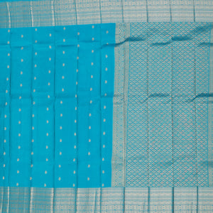 Blue vasundhara silk mix saree with zari buttas, intricate pallu & traditional design border