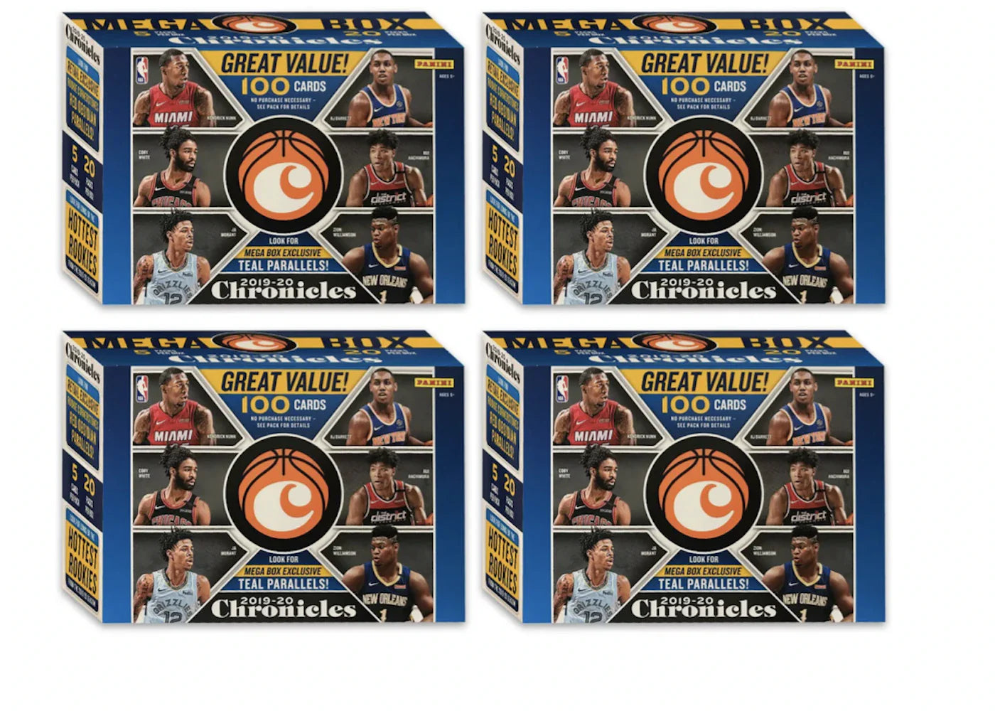 2019-20 Panini Chronicles Basketball 100 ct. Mega Box 4x Lot