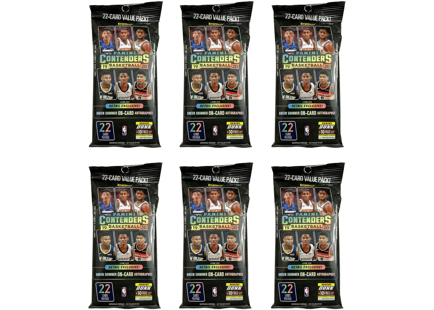 2019-20 Panini Contenders Basketball Fat Pack 6x Lot