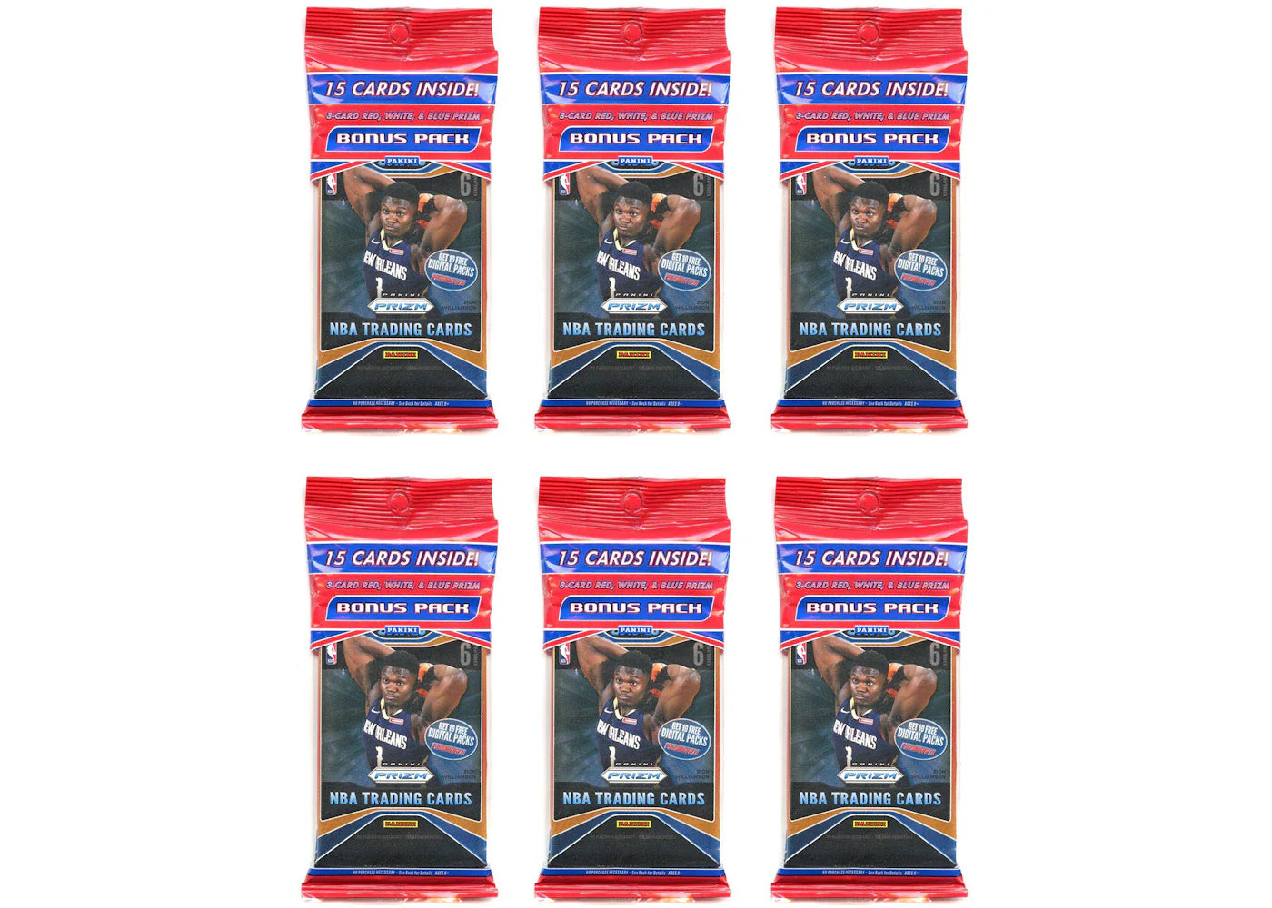 2019-20 Panini Prizm Basketball Cello Pack 6x Lot