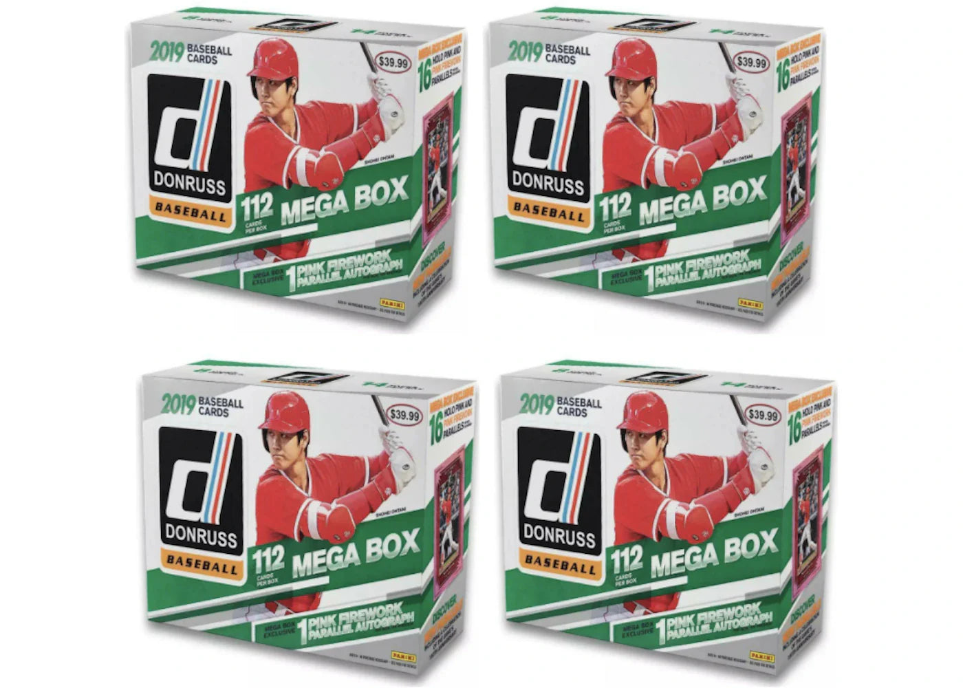 2019 Panini Donruss Baseball Mega Box 112 ct. 4x Lot
