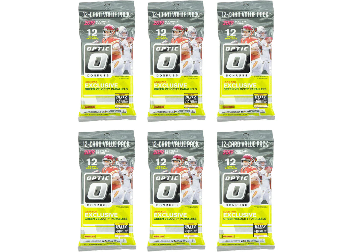 2019 Panini Donruss Optic Football Cello Pack 6x Lot